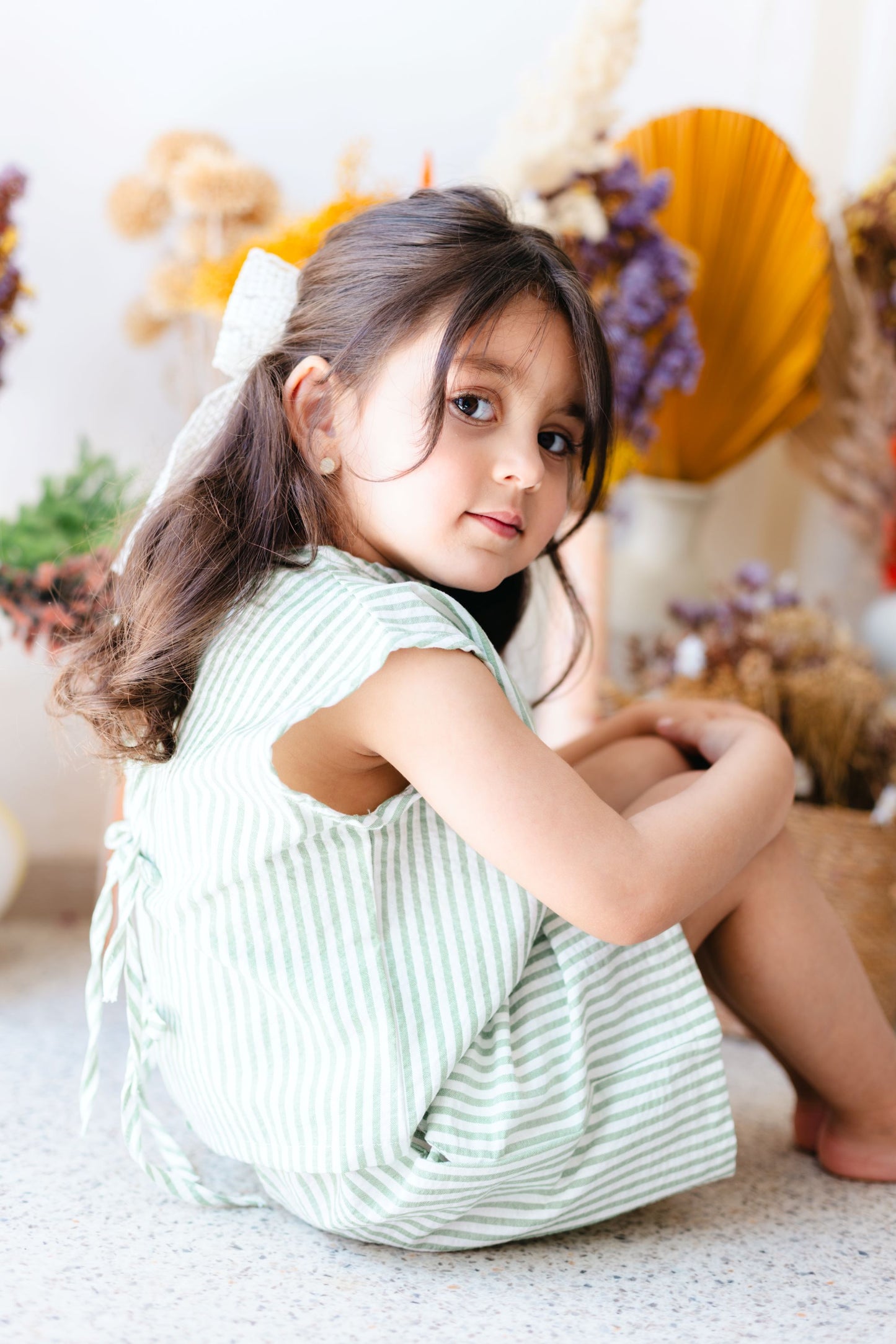Ensemble TIKKI 2 Pieces pour enfant fille chemisier a nœud et short rayé