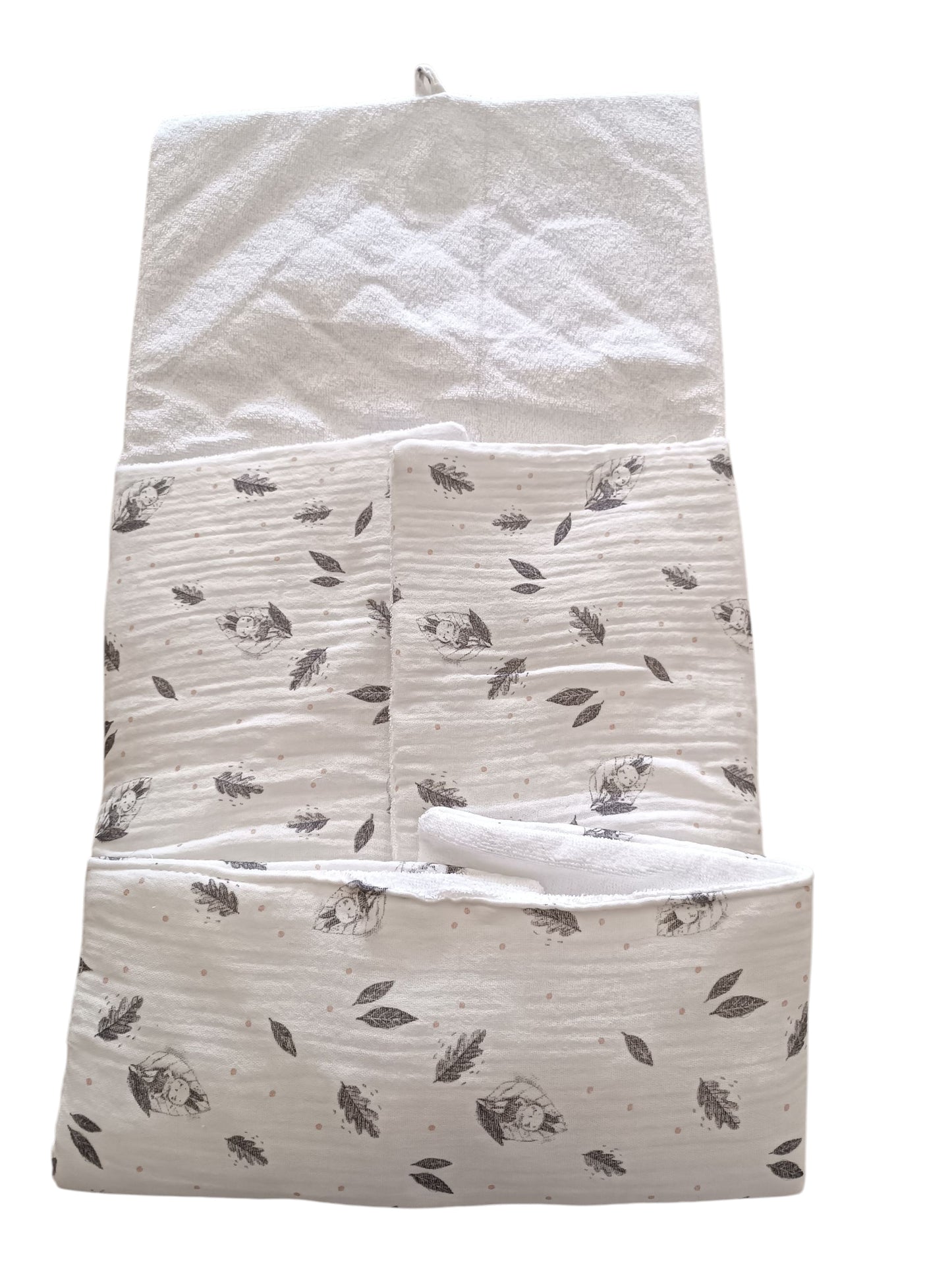 Tapis à langer & protège épaule gaz de coton blanc