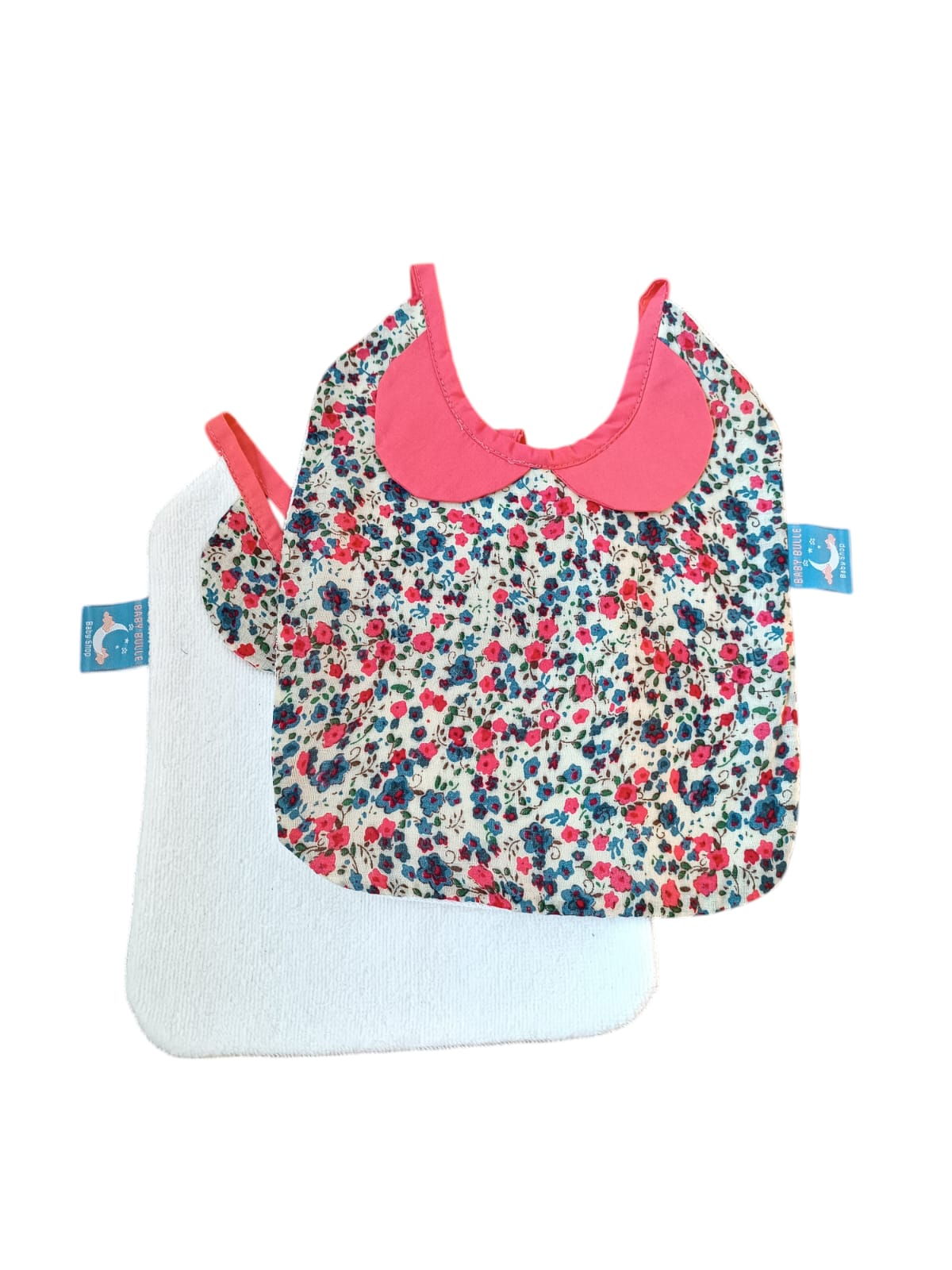Pack 2 Bavoirs avec col claudine Liberty- Corail