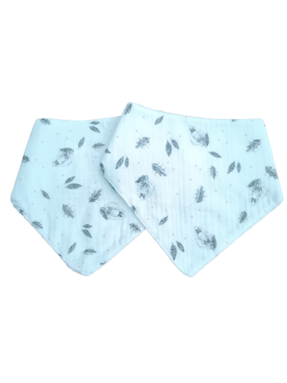 Pack 2 Bavoirs Bandana feuille - blanc