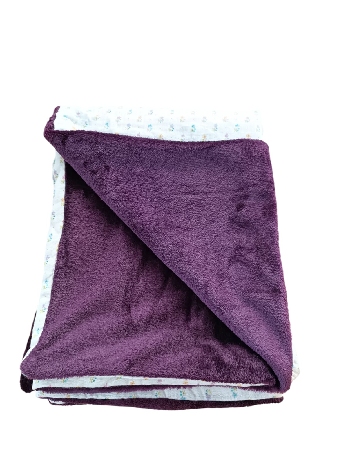 Couverture Fleurie en Gaz de coton- Aubergine