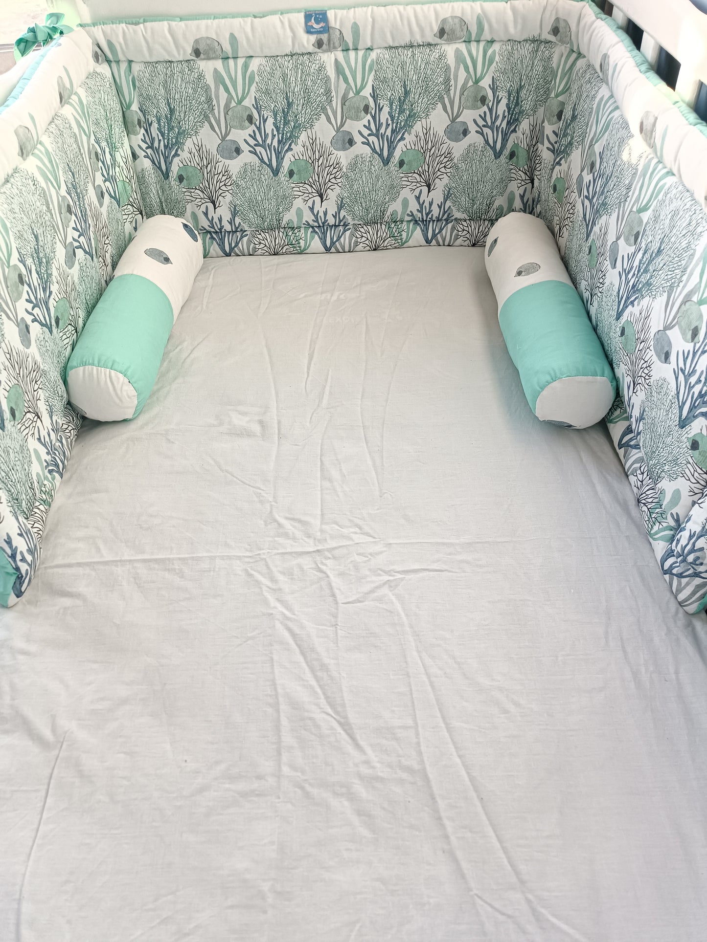 Tour de lit avec boudin 60*75*75 - Marrin vert eau