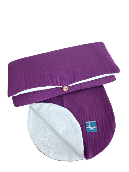 Tapis à langer & protège épaule gaz de coton violet