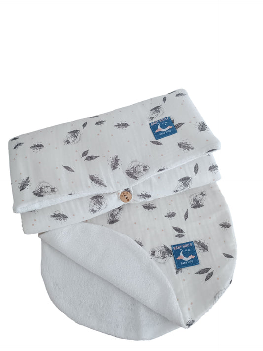 Tapis à langer & protège épaule gaz de coton blanc