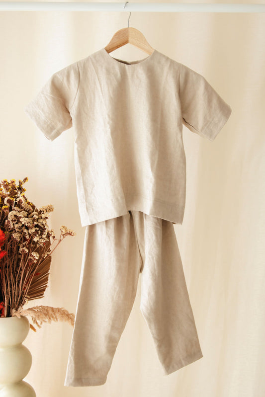 Ensemble en Lin  pour enfant Pantalon et chemise unisexe