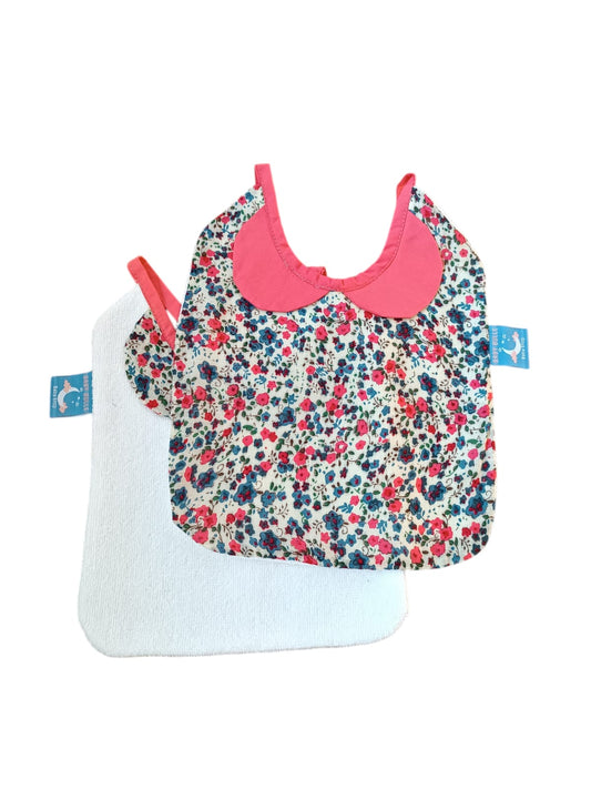 Pack 2 Bavoirs avec col claudine Liberty- Corail
