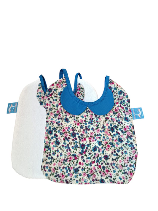 Pack 2 Bavoirs avec col claudine Liberty- BLEU