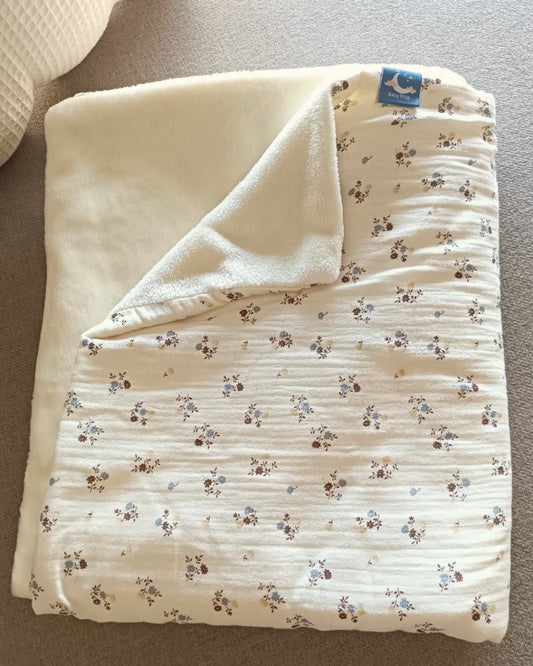 Couverture en gaz de coton -  Fleuri blanc cassé